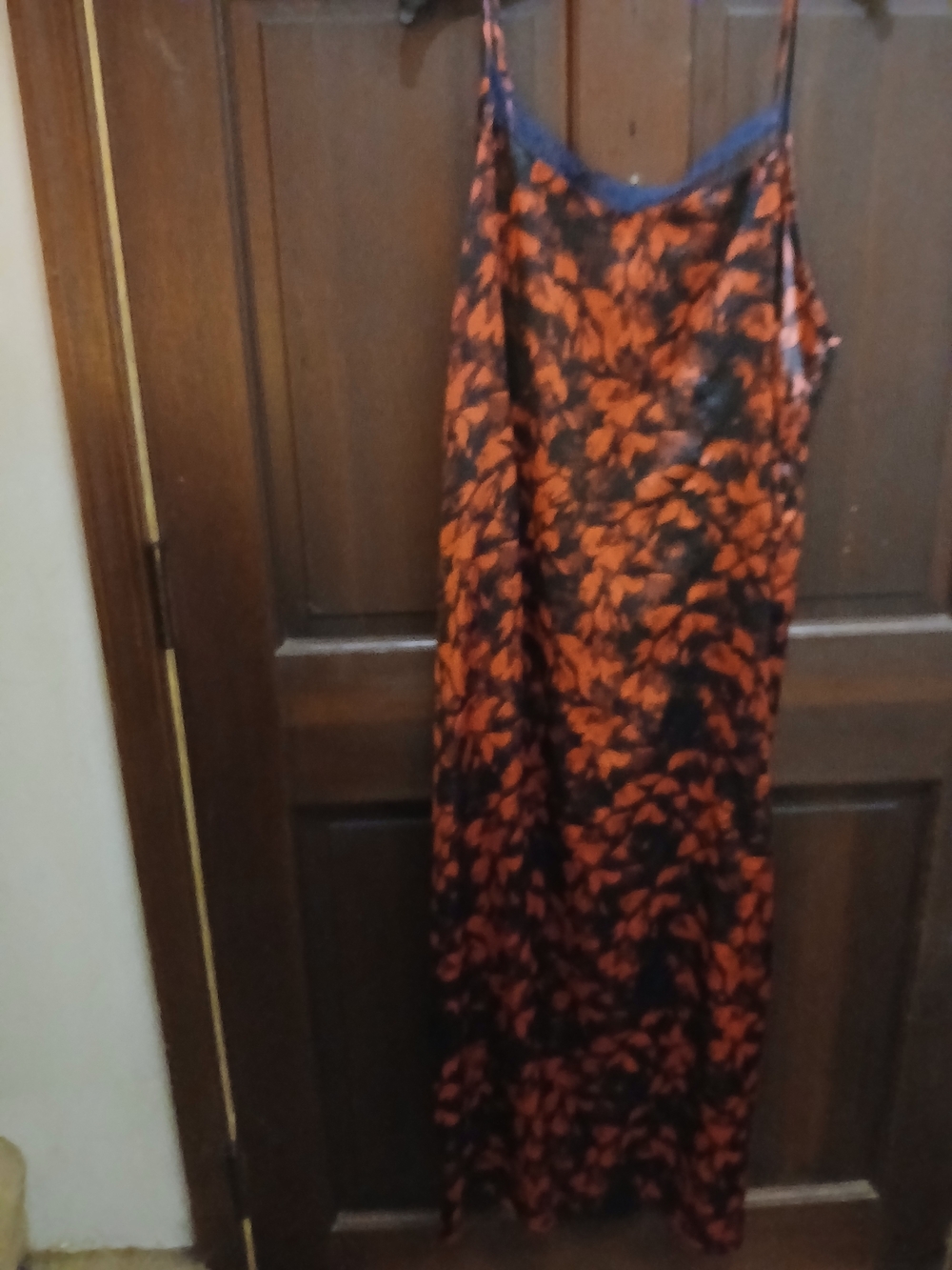 Cynthia Rowley Red & Navy Floral Slip Dress/Gown - Womens Size XL Satin Feel